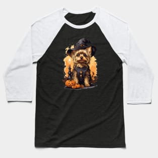 A witch's familiar Halloween Yorkshire Terrier Baseball T-Shirt